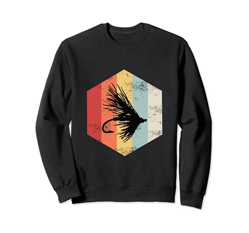Vintage Retro Fly Fishing Lure Anglers Sweatshirt, Black