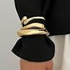 IFKM 3pcs Chunky Gold Bangle Bracelet For Women 14k Gold Plated Trendy Wide Hinged Cuff Open Bracelet Dainty Minimalist Jewelry Gifts #4
