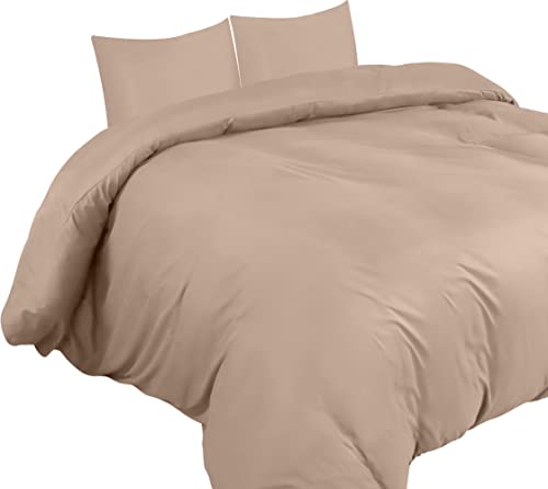 Image of Utopia Bedding Bettwasche 220x240 Set - Mikrofaser Bettbezug 240x220 cm + 2 Kissenbezuge 65x65 cm - Beige