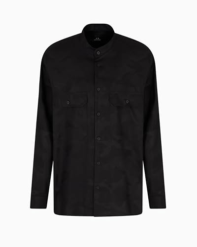 Armani Exchange Men's Long Sleeve Jaquard Shirt with Oversized Fit and Stand Collar2