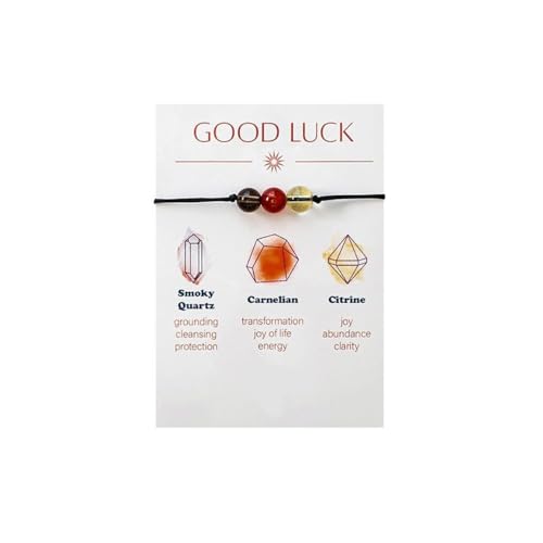 Multi-Style Crystal Bead Bracelet with Meaningful Card 3 Natural Stone Spirit Crystal Beaded Bracelets, Women's, Men's Meditation Relaxation Anxiety Jewelry