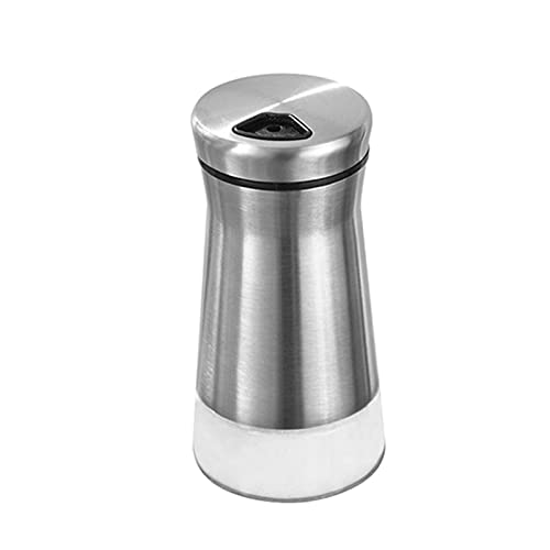 Erthree Coctelera de condimento, agitador de draga de acero inoxidable, tarros de especias con tapa giratoria, coctelera multifuncional en polvo para azúcar, azúcar glaseado, sal, pimienta (plata) Cover
