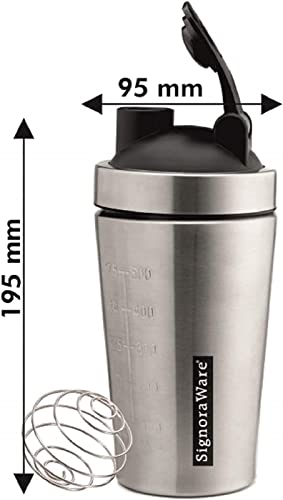 SignoraWare Charger Stainless Steel Protein Shaker Bottle for Pre-Post Workout | Water Bottle | Leakproof with Knob (750ml | Silver | Set 1)