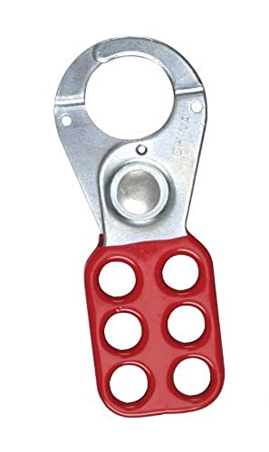 Image of Accuform KDD107 Standard Lockout Scissor Hasp, 1 inch Diameter Opening, Vinyl-Coated in Red on Zinc-Plated Steel