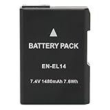 【Alta capacidad】- Con capacidad para accesorios de cámara, la batería EN EL14 viene con una combinación perfecta de compatibilidad y potencia adicional para satisfacer sus necesidades fotográficas. Su voltaje de especificación de 7,4 V garantiza que su dispositivo siga funcionando al máximo.