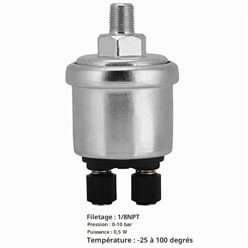 Capteur de Pression D'huile, 0 à 10 Bars 1/8 NPT Unité D'envoi de Pression D'huile Double Tête Paramètre VDO Pressostat D'huile