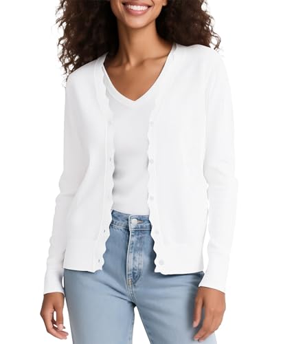 Urban CoCo Women's Lightweight Button Cardigan Sweater Long Sleeve Knit Jacket for Dressy Casual