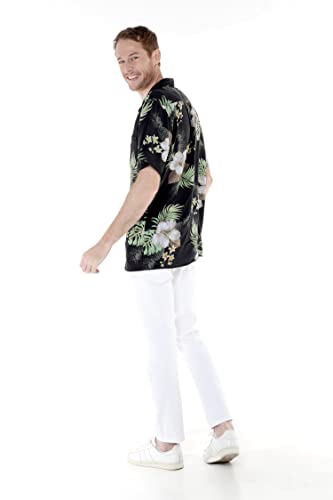 Image of Matchable Couple Hawaiian Shirt or Dress Signature Prints Pineapple | Sold Individually; Matchable Couple Collection; Soft Comfortable Fabric; Signature Tropical Prints; Vacation Ready