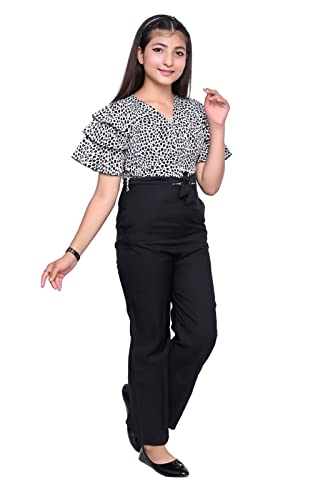 Image of Girls Flared Sleeves Printed Jumpsuit-66