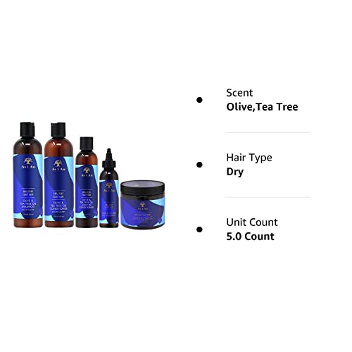 As I Am Dry & Itchy Scalp Care Olive & Tea Tree Oil Shampoo + Conditioner 12Oz + Leave-In 8Oz + Oil Treatment 4Oz + Cowash 16Oz #TOP1