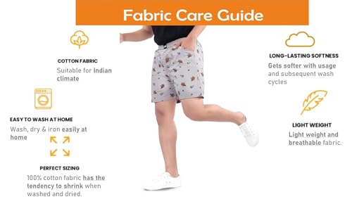 Image of UNOseven Shorts for Boys - 100% Cotton Printed with Side Pockets - Pack of 2 - Available from Size 7 Years to XL
