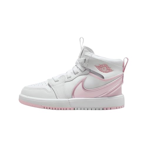 Jordan 1 Mid RM EasyOn Little Kids' Shoes (FQ1282-101, White/Fire Red/Pink Foam) - Main Image