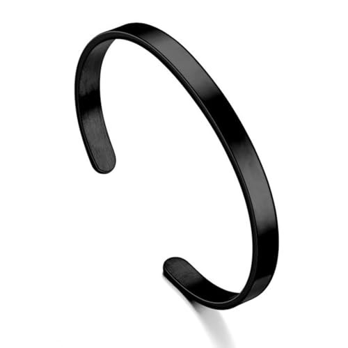 NTRUXZP Edelstahl Armreif Armband für Paare - Oval Verstellbar Offen Maschette für Herren und Damen - Schwarz - Geschenk für Frauen