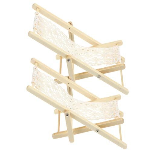 Yardwe 2 Pièces Chaise De Loisirs Miniature Meubles Châtières Faible Chaises Maquette Fauteuil Salon Mini Transat Chaise Miniature pour La Décoration Mini...