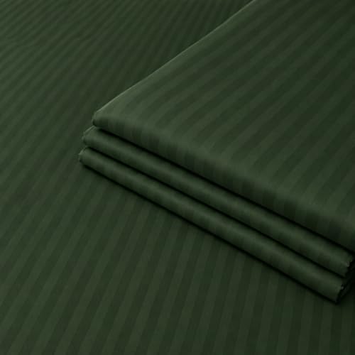 Image of Prozone Premium Satin Stripe Double Bedsheet with 2 Pillow Covers | Soft & Luxury Hotel Style Bedding for Double Bed (Green)