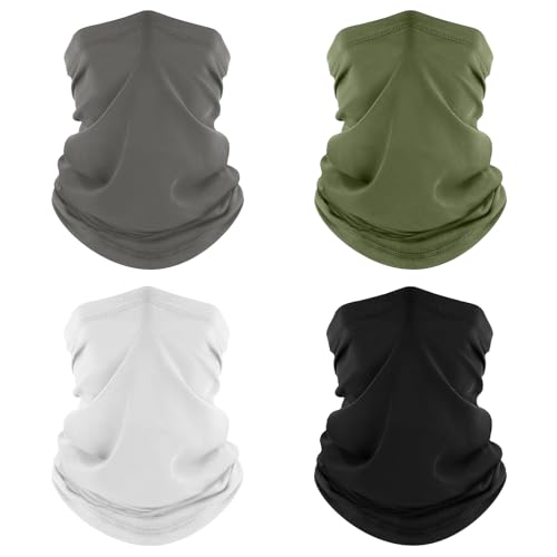 4 Stück Multifunktionstuch Schlauchschal, Elastiche Atmungsaktiv Halstuch, Sonnenschutz Halstuch für Herren Damen, Schützen vor Staub Wind, für Outdoor Radfahren Motorrad...