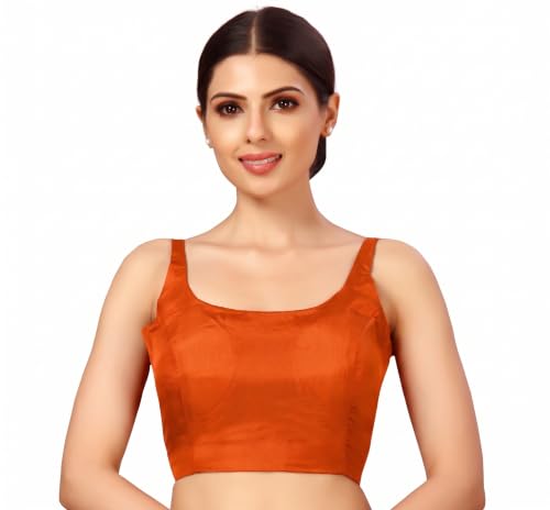 Image of Studio Shringaar Women's Polyester Sleeveless Satin Padded Saree Blouse