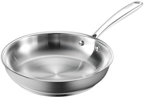 Redchef Bratpfanne 24 cm Induktion edelstahlpfanne unbeschichtet Schüttrand Bratpfanne für alle Herdarten Spülmaschinenfest & backofenfest