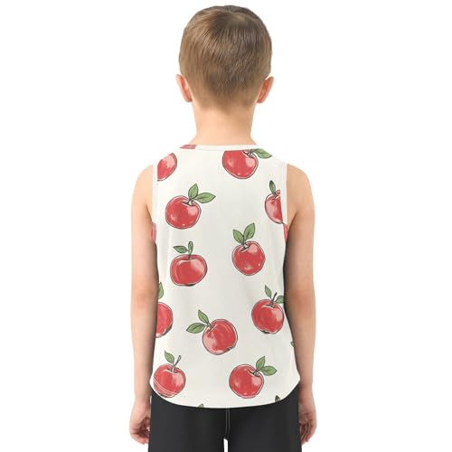 Bolaz Boys Athletic Quick Dry Tank Top Sleeveless Workout T Shirts Age 11-15,Apple Pattern3