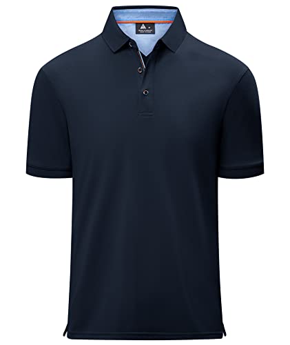 geeksport Herren Poloshirt Kurzarm Tennis Regular Fit Shirt Sport Schnelltrocknend Atmungsaktiv Polo Hemd Männer Sommer Outdoor Golf T-Shirt(1623-Navy-3XL)