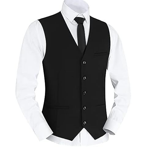 Yukirtiq Mens Suit Waistcoat Solid Color V Neck Sleeveless Slim Fit Formal Business Suit Vest Wedding Party Dress Vest Top Cover