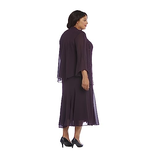 Image of R&M Richards Women's Beaded Pebble Georgette Evening Suit- Mother of The Bride, Cocktail Attire, Wedding Guest