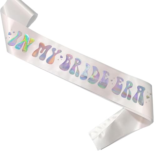 Image of in My Bride Era Iridescent Sash, Bridal Shower Sash for Bride, Bachelorette Party Sash