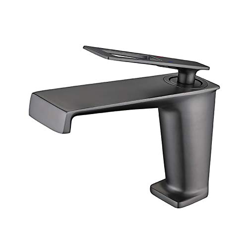 Grifo de lavabo con cascada, grifo mezclador de latón, grifo monomando para lavabo de baño, grifo mezclador de agua fría y caliente, grifo para lavabo montado en la encimera con núcleo de válvula de