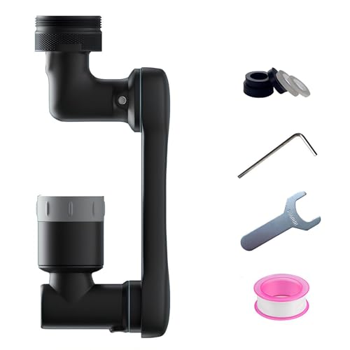 Extensión de grifo de 1080° en cobre negro con filtro de agua para lavabo de baño y cocina