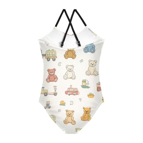 Bolaz Girls Swimsuits One-Piece Bathing Suits Multicolor Kids Sport Summer Beach Swimwear for 3-10 Years Old-Cute Animal Toys2