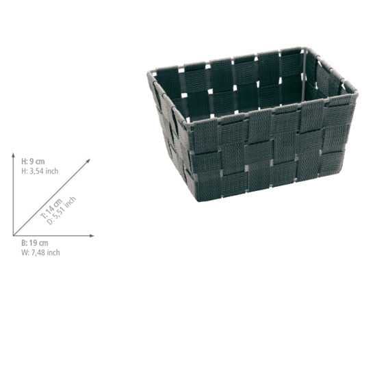 WENKO Aufbewahrungskorb Adria Mini Grau - Badkorb, rechteckig, Polypropylen, 19 x 9 x 14 cm, Grau Mini Long