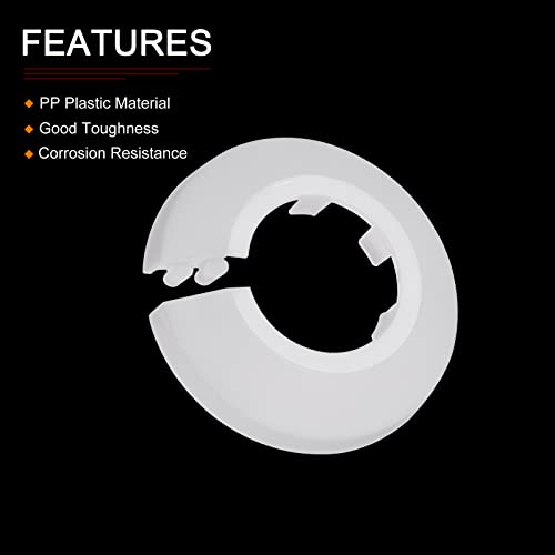 DTGN 55x13mm(DxT) Pipe Cover Decoration - 10Pack - Good for Bathroom Kitchen 25mm Dia Pipe - PP Plastic Escutcheon - White - Image 3