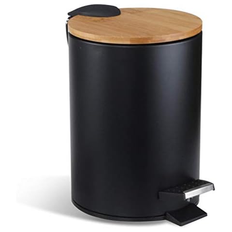 Papelera redonda con pedal de pie TOXOT, 0.8 galones/3 litros, negro Cover