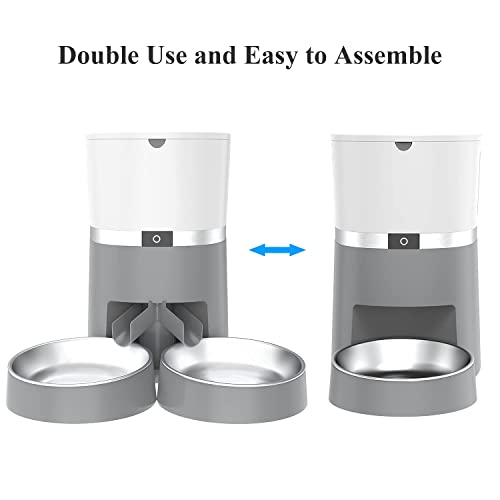 ALUKE Cat Feeder, Automatic Cat Feeder for Double Pets, Pet Feeder Dog Food Dispenser with Splitter & Double Bowls, 6… - Image 6