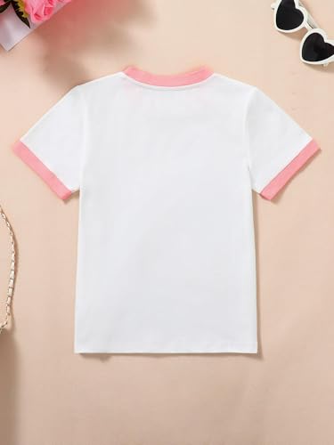 Image of Girls' Graphic Tees Summer Cute Tops Casual Short Sleeve Crew Neck T Shirts