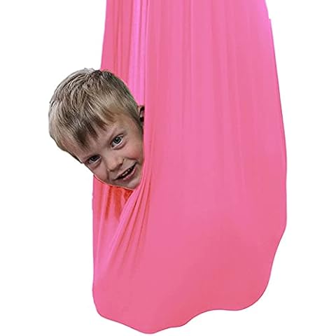 YAWEDA Therapy Swing For Adults Indoor Outdoor Kids Swing Kids Sensory Swing Indoor Adjustable Hammock Load-Bearing 200kg Sensory Swing Hardware Included (Color : Pink, Size : 150x280CM/59x110in) Cover