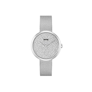 BOSS Analogue Quartz Watch for Women with Silver Stainless Steel mesh Bracelet – 1502657, Silver White, dress casual