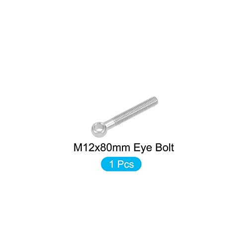 Image of METALLIXITY Shoulder Swing Lifting Bolt (M12x80mm) 1Pcs, 304 Stainless Steel Eye Bolts - for Home Renovation, Pipeline Gate Valves Fasteners, Silver