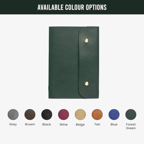 Image of The Messy Corner Leather Button Diary | A5 Travel Dairy for Men and Women | Vegan & Premium Quality | 80 GSM, 140 Ruled Pages - Stylish Forest Green Notepad