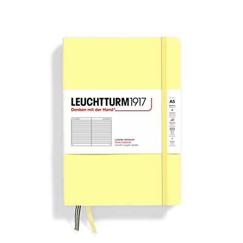 Image of LEUCHTTURM1917 - Notebook Hardcover Medium A5-251 Numbered Pages for Writing and Journaling (Vanilla, Ruled)