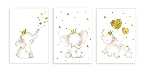 Peinture sur toile éléphant mignon pour décoration de chambre de bébé