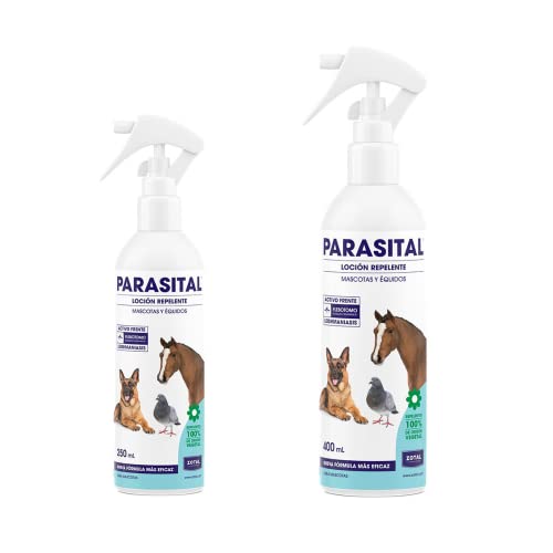 Zotal PARASITAL Loción Repelente en Spray | Antiparasitario Externo destinado a Perros, Animales de compañía y équidos | Pack de 250 ml + 400 ml | Ingredientes Activos Naturales | Marca