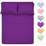 Best Season Queen Size Sheet Set Soft Cotton Bed Sheets Sets 400 Thread Count Cotton,100% Long Staple Cotton Sheets Set with Deep Pocket fit Upto 16 inch 4 Piece (Violet Color)