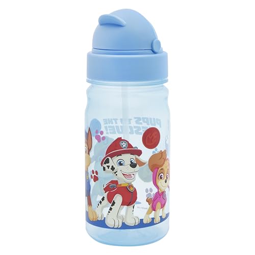 Paw Patrol Kids Water Bottle with Straw 400ml BPA-Free School Drinks Bottle with Dome Lid Flip-Up Straw & Leak-Resistant Design Lightweight Toddler Water Bottle for Nursery School & Days Out