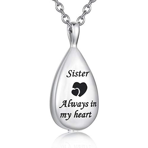 GLDZ Cremation Urn Necklace for Ashes Urn Jewelry Always in My Heart Memorial Pendant with Fill Kit