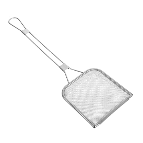 HYTROVE Cucharón de Freidora Inoxidable con Mango para Filtrar Aceite Colador Cuadrado para Pollo y Patatas Fritas Utensilio Práctico y de Limpiar