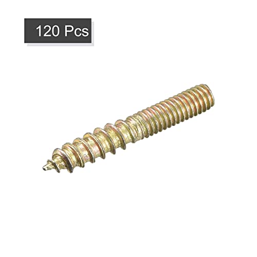 Image of uxcell M4x25mm Hanger Bolts, 120pcs Double Ended Thread Dowel Screws for Wood Furniture Connecting