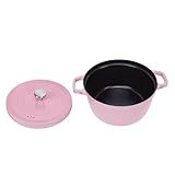 Tnfeeon Robuste, Emaillierte Eisenlegierung mit Deckel, Ausgezeichnete Wärmespeicherung, Antihaftbeschichtung, für Induktions-Gasherd, Schmoren, Braten, Backen, 24 Cm Großer Runder Schmortopf,