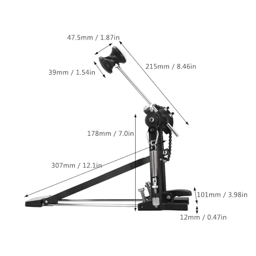 Image of Softline Pro SP41 Single Bass Drum Pedal Heavy Duty Chain Drive Kick Pedal with Double Side Beater, Adjustable Spring, Anti-Slip Anchor Spikes & Rim Clamp for Drum Set