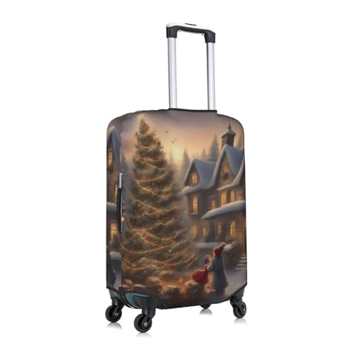 Merry Christmas Print Travel Elastic Suitcase Luggage Baggage Cover Protector, Washable And Anti-Scratch3